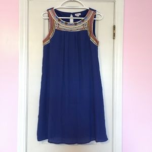 Blue Westport Midi Beaded Embroidery Summer Dress